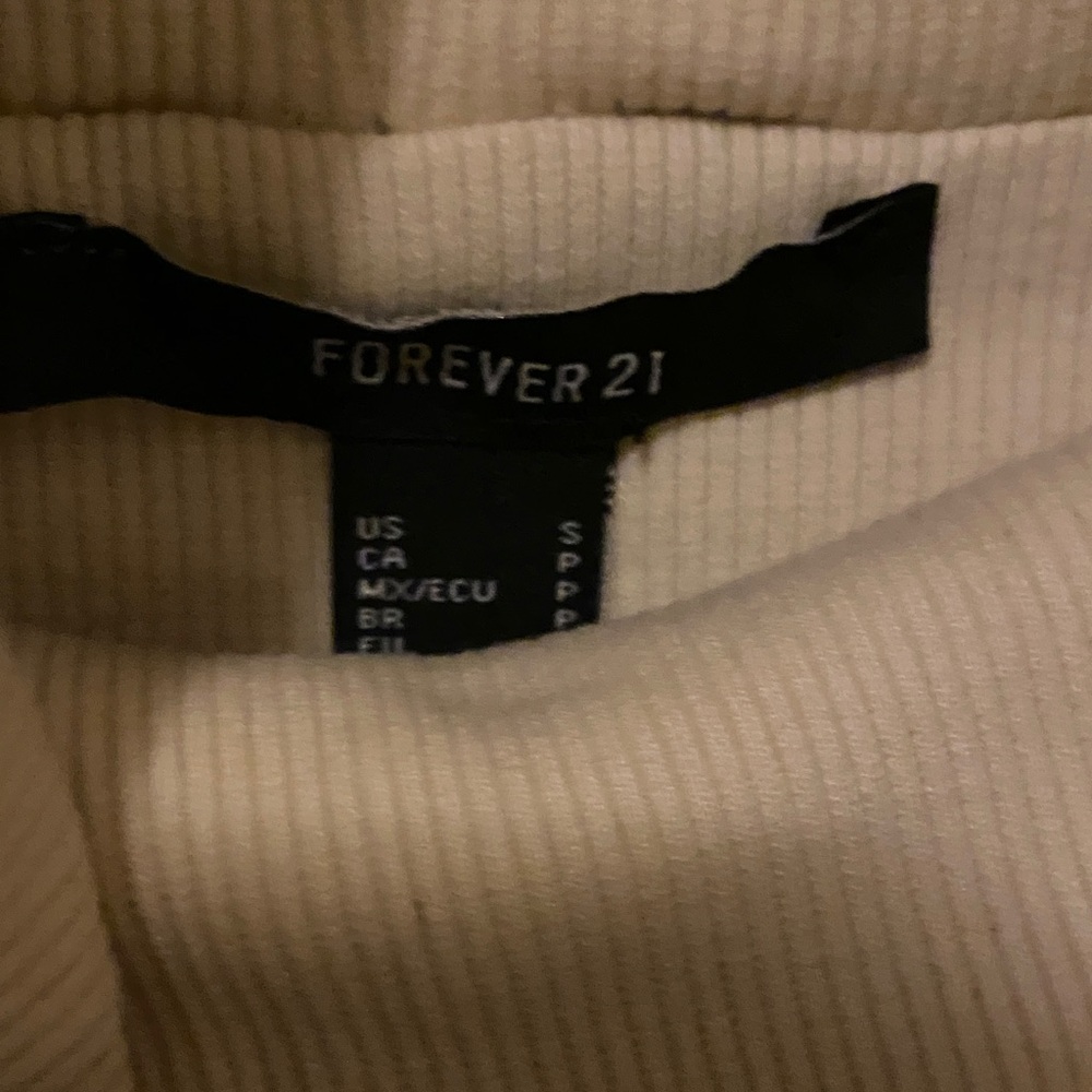Forever 21 Off-White Ribbed Knit Top